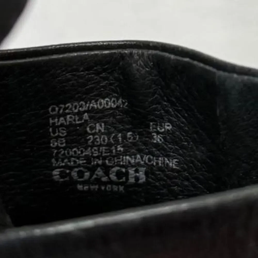 Coach Black Leather Platform Wedge Sandals studded detail Gold Hardware size 6